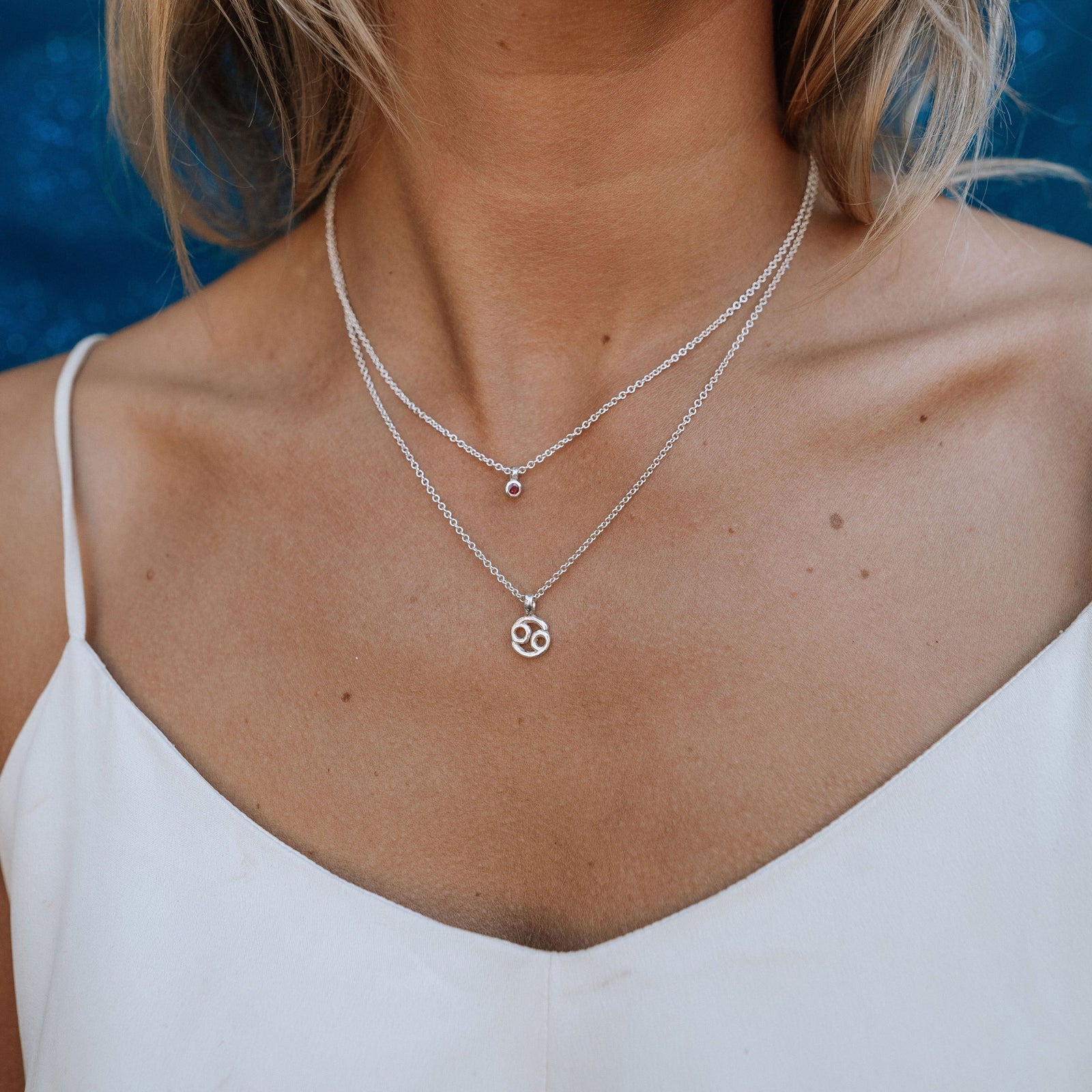 Silver Mini Ruby Necklace