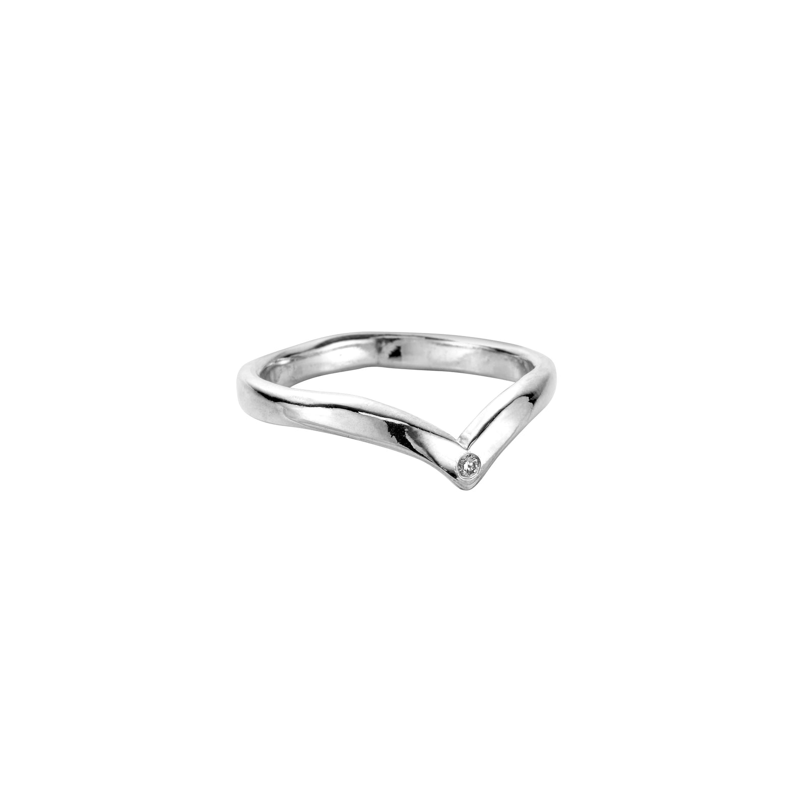 Silver Single Diamond Wishbone Band