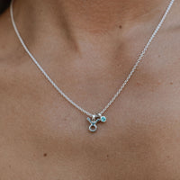 Silver Mini Taurus Horoscope & Emerald Birthstone Necklace