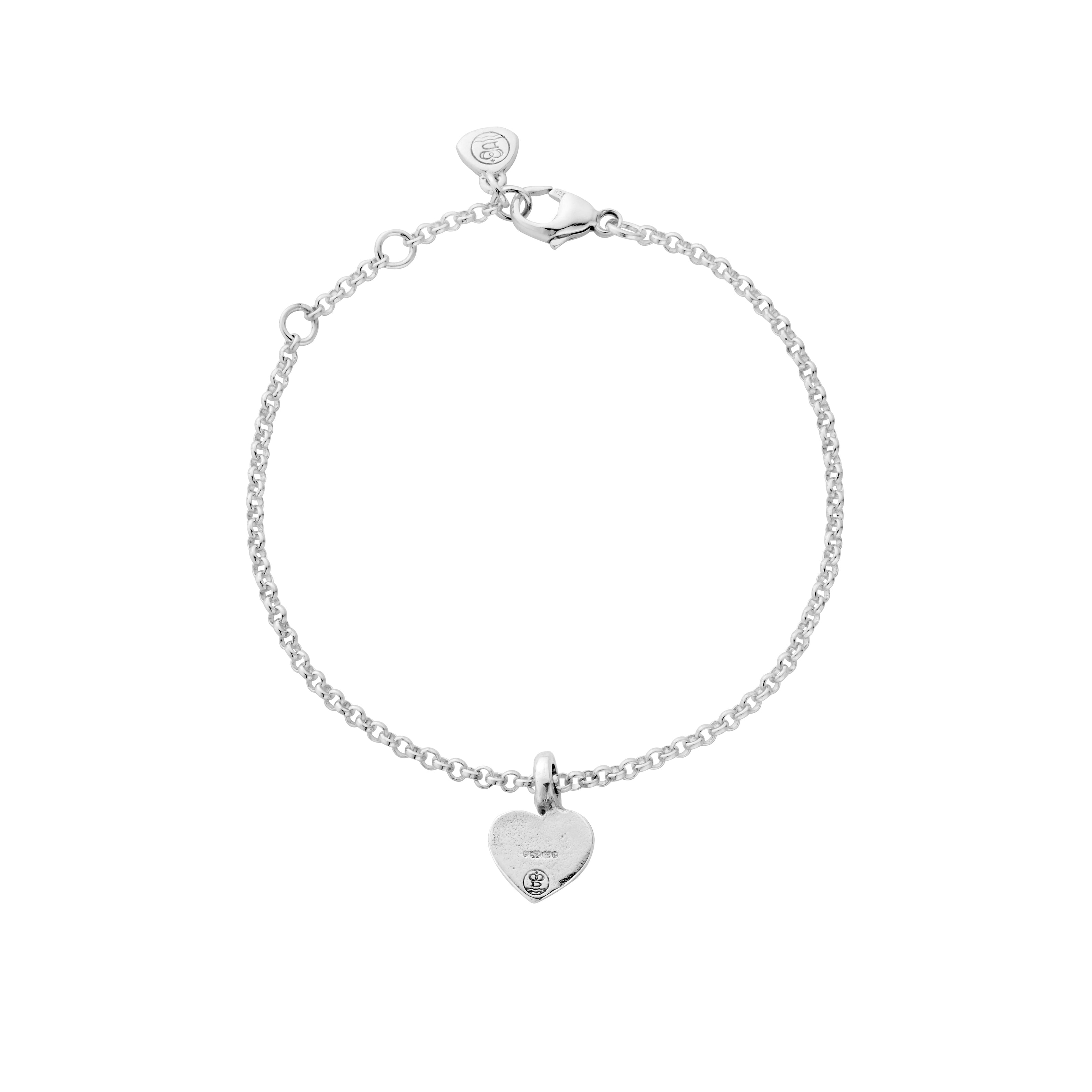 Silver Think of Me Heart Chain Bracelet Single