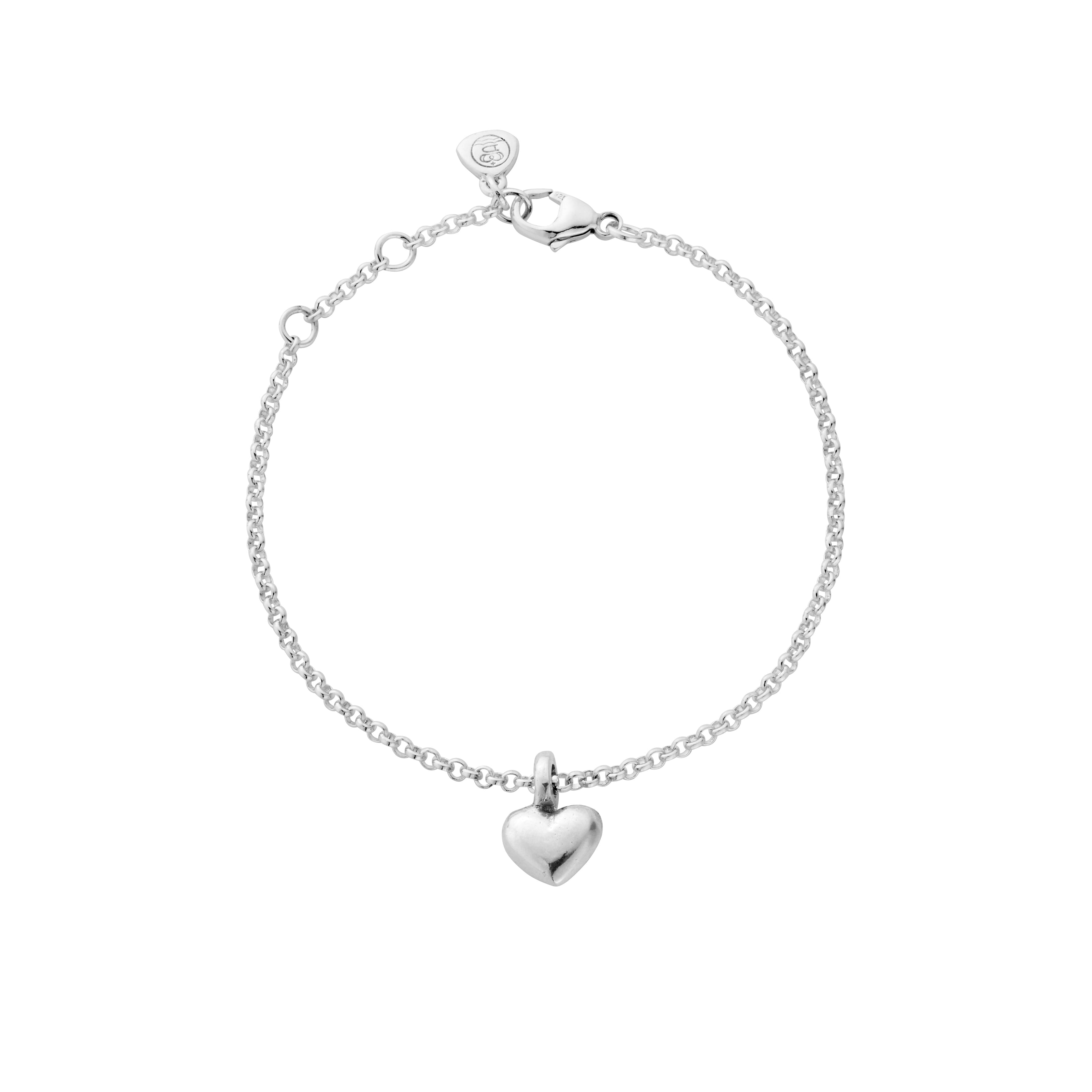 Silver Think of Me Heart Chain Bracelet Single