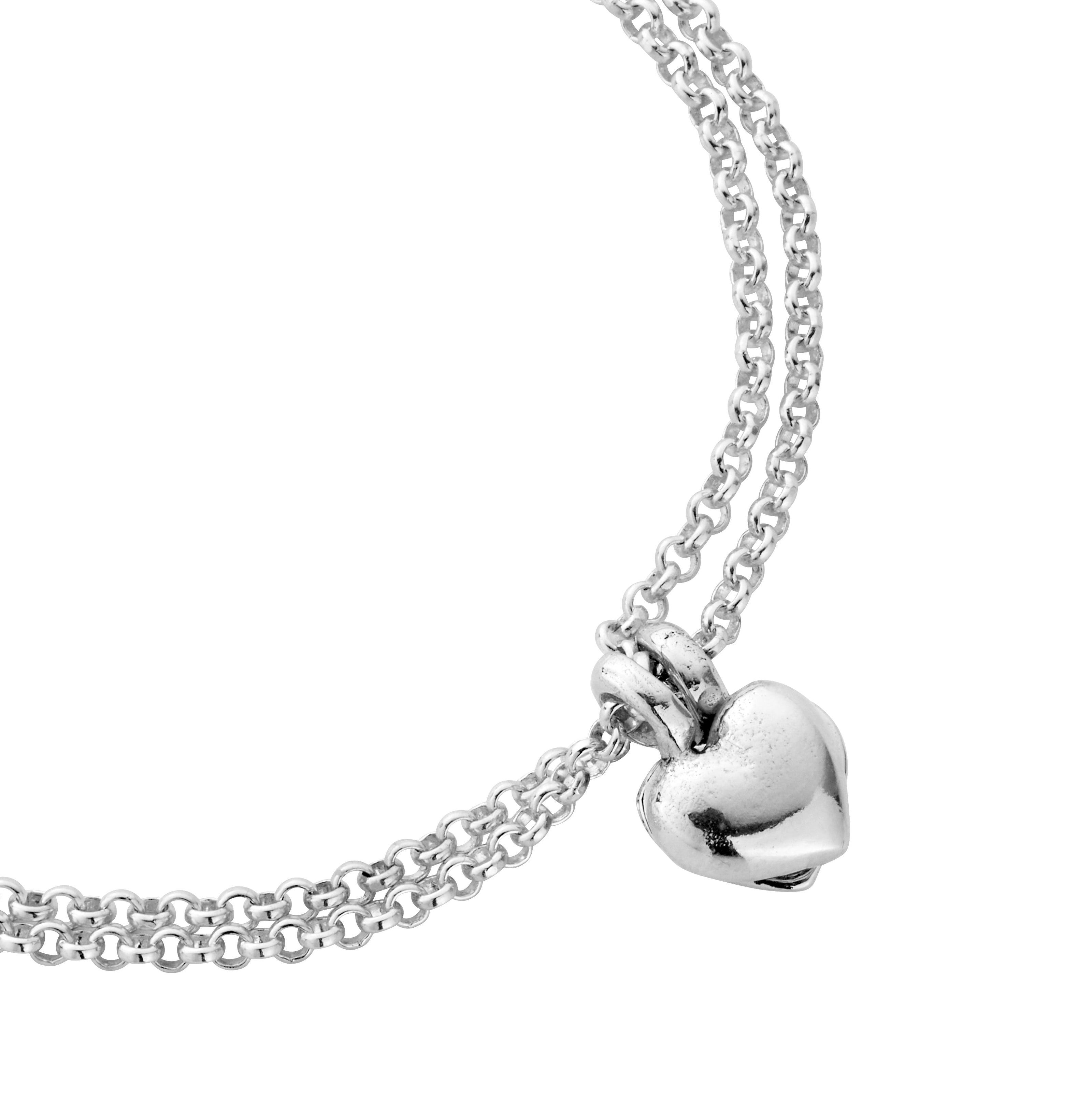 Silver Think of Me Heart Chain Bracelet Single