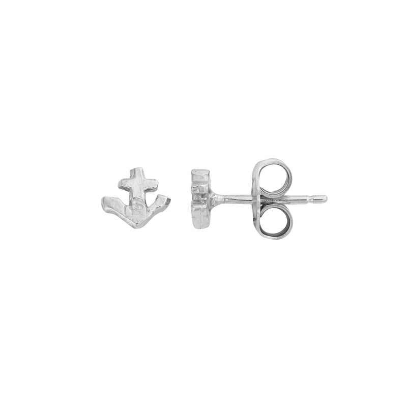 Silver Tiny Anchor Ear Stud
