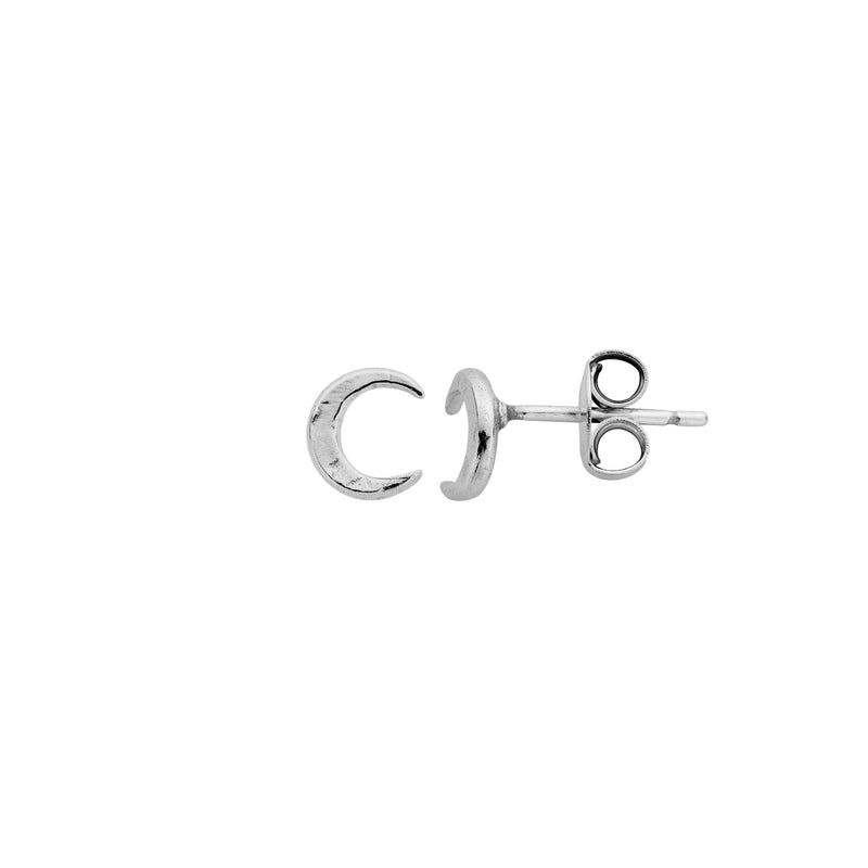 Silver Tiny Moon Ear Stud