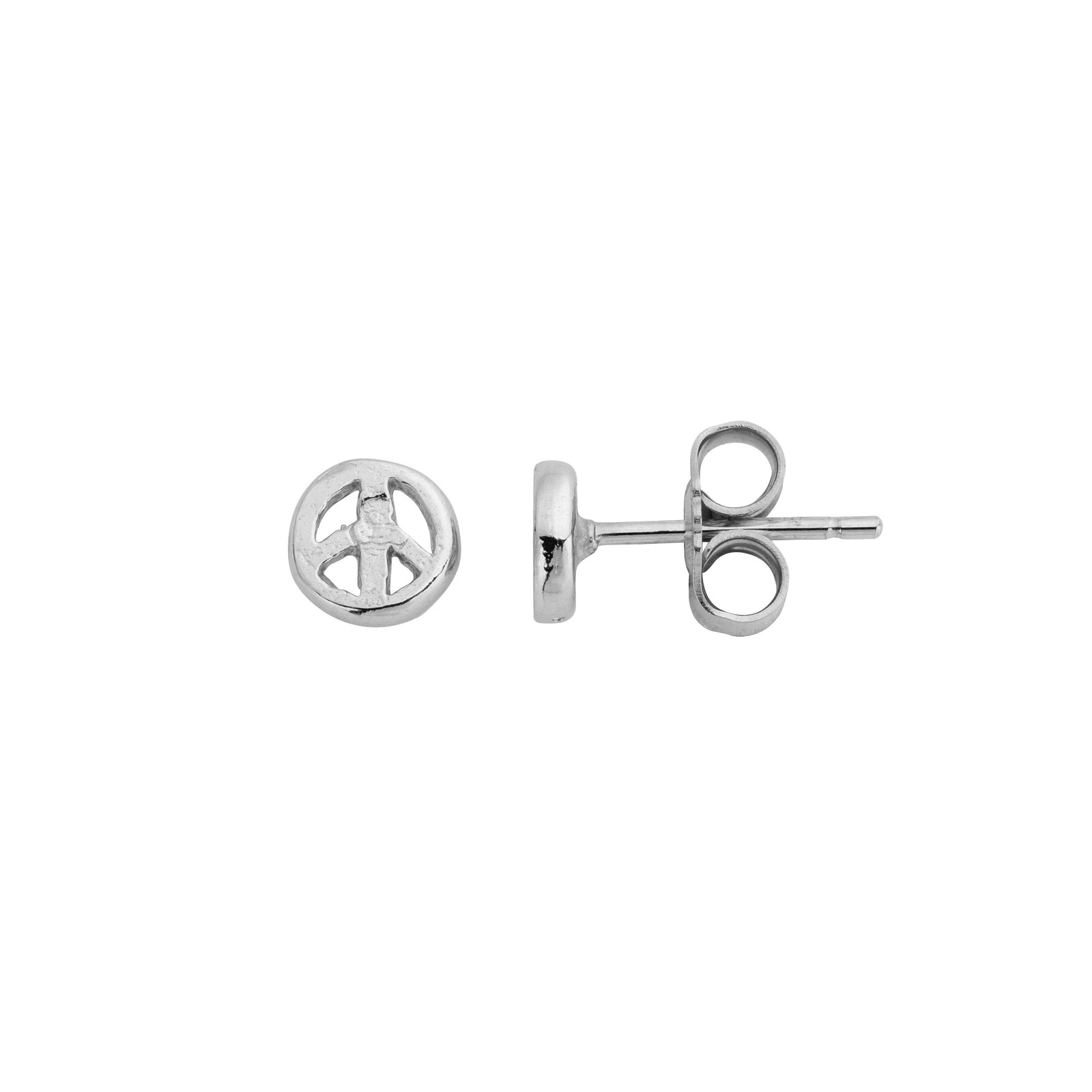 Silver Tiny Peace Ear Studs