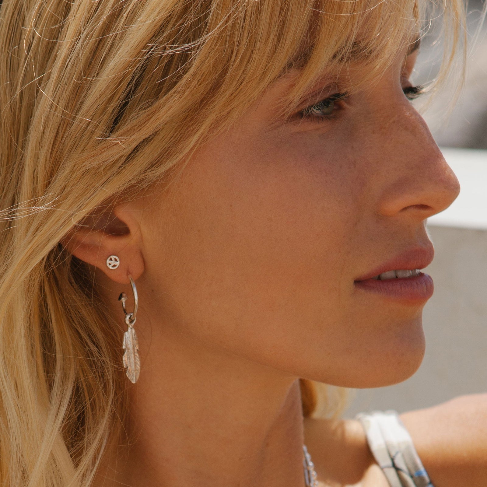 Silver Tiny Peace Ear Studs