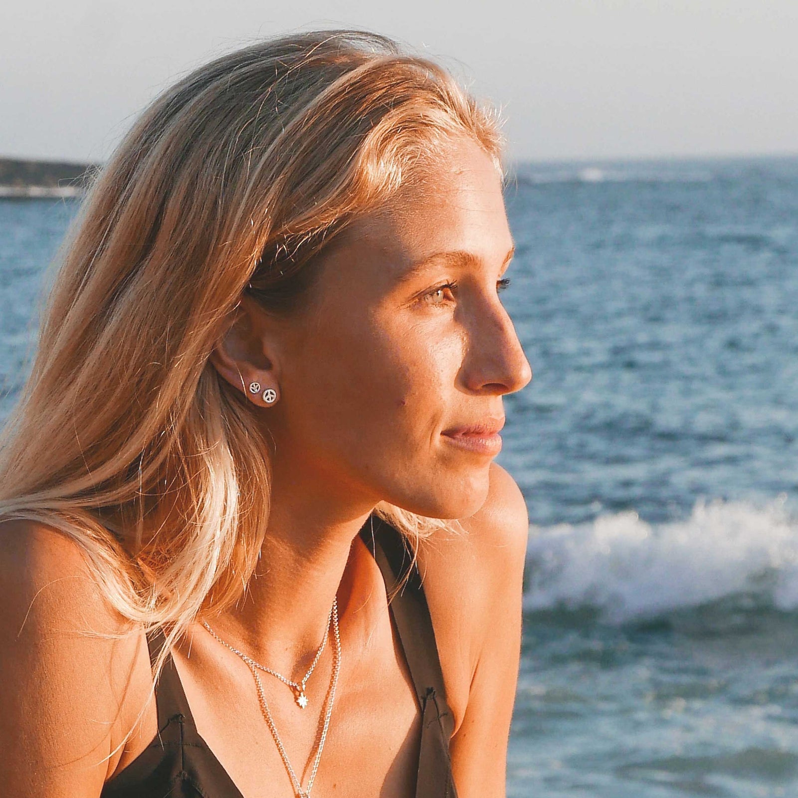 Silver Tiny Peace Ear Studs