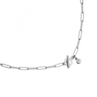 Silver Large Crescent Moon Trace Chain Necklace