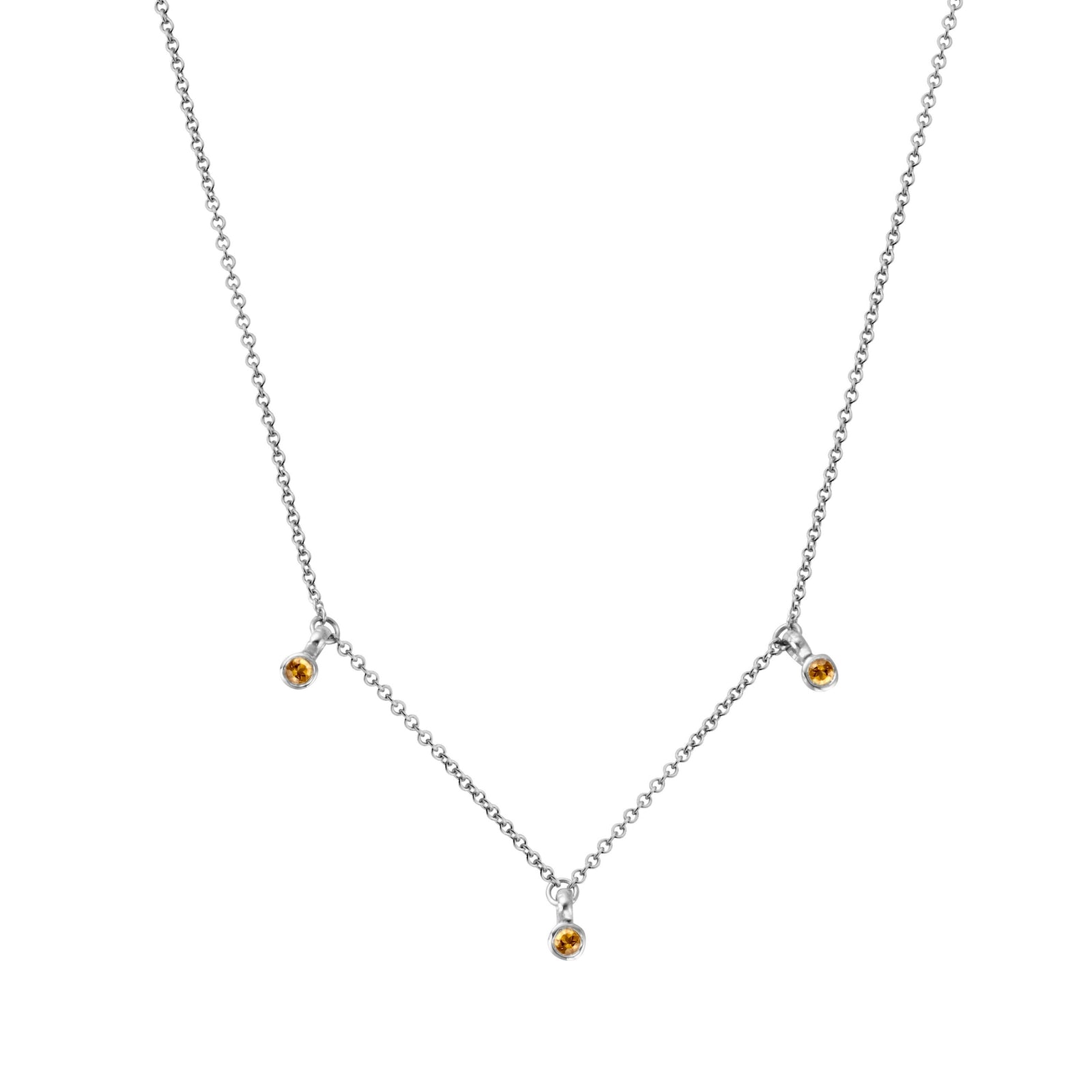 Silver Trio Citrine Necklace