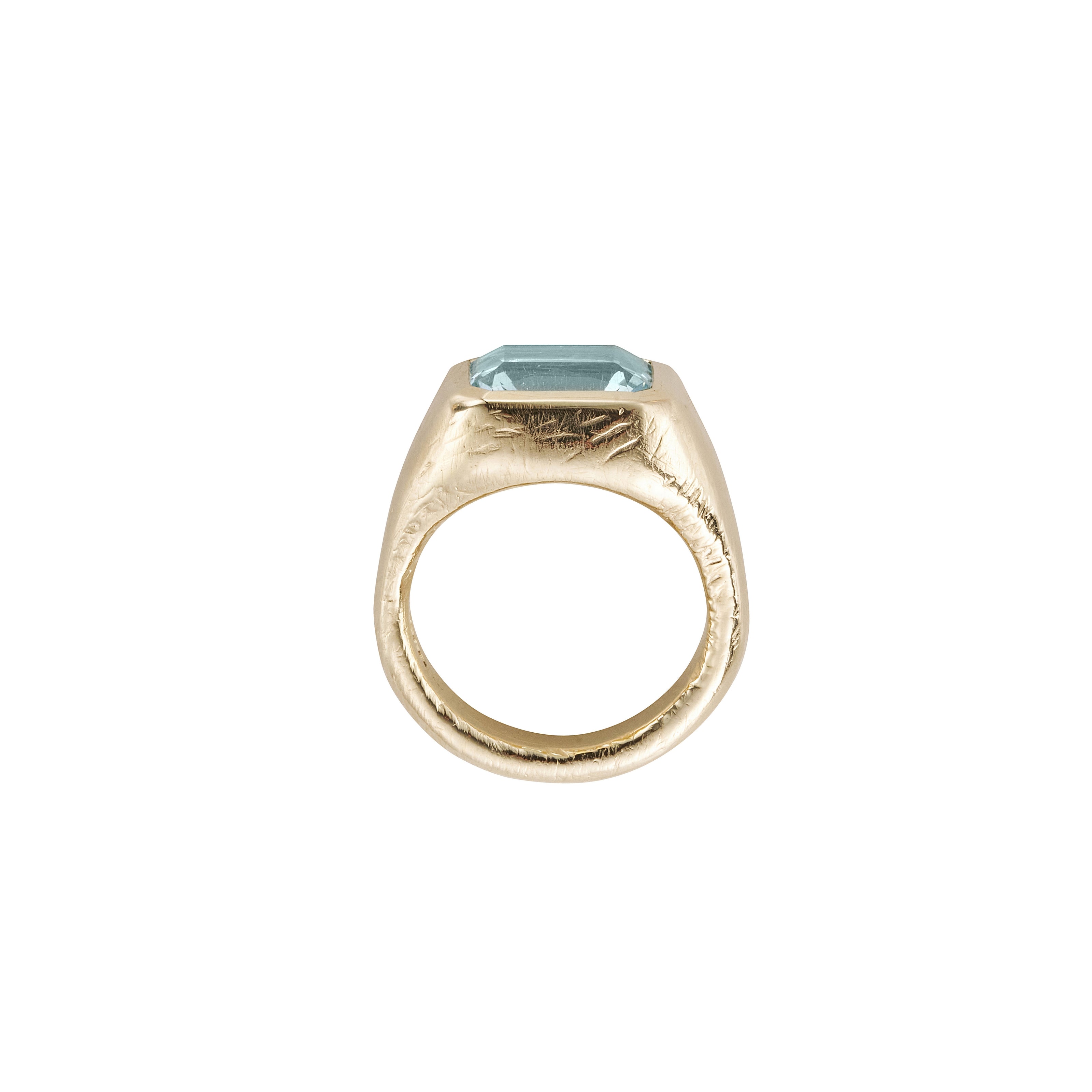 SORA Gold Zimbaqua Aquamarine Ring