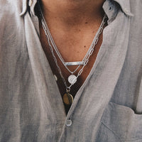 Silver & Gold Large Moon Trace Chain Necklace