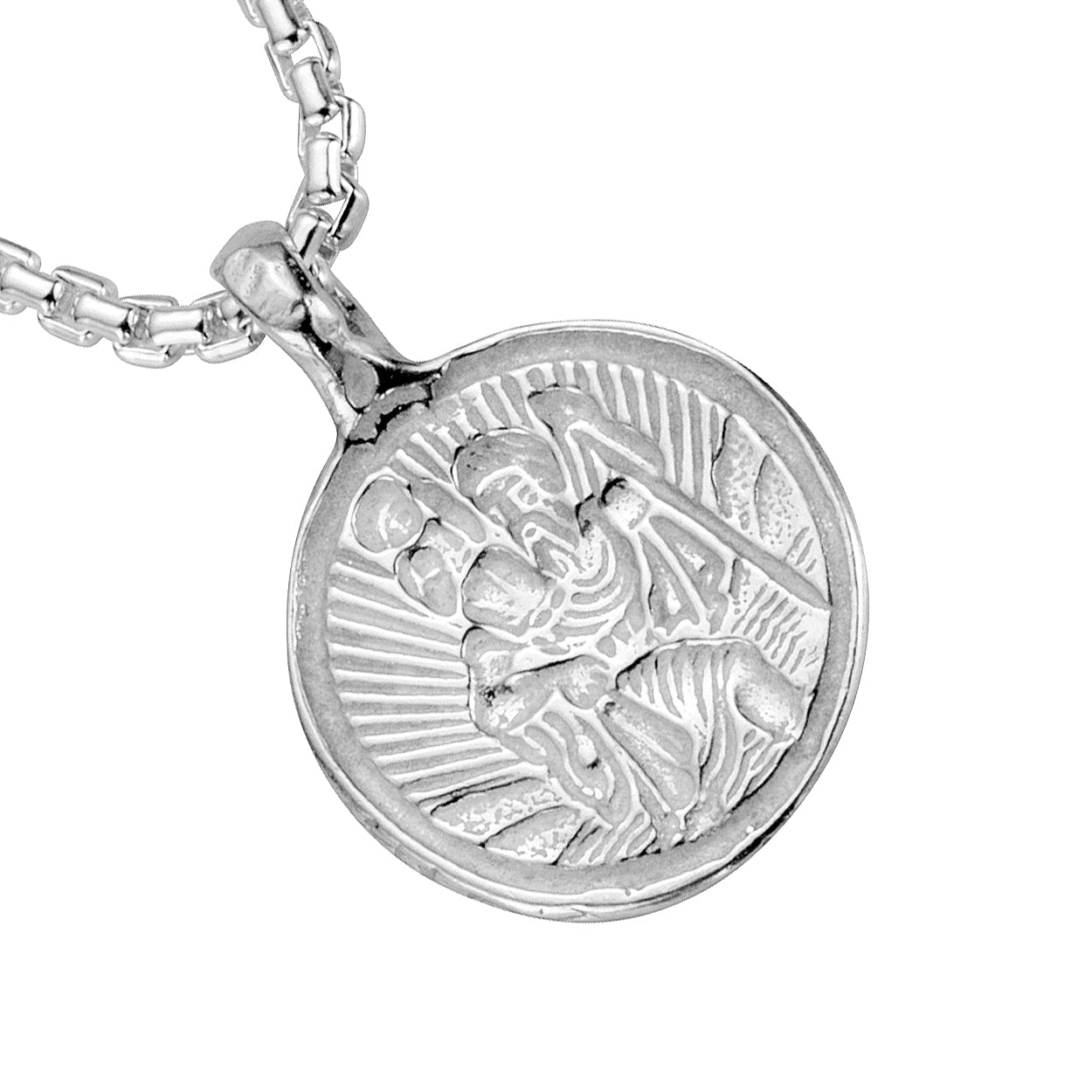 Silver Medium St Christopher Snake Chain Necklace