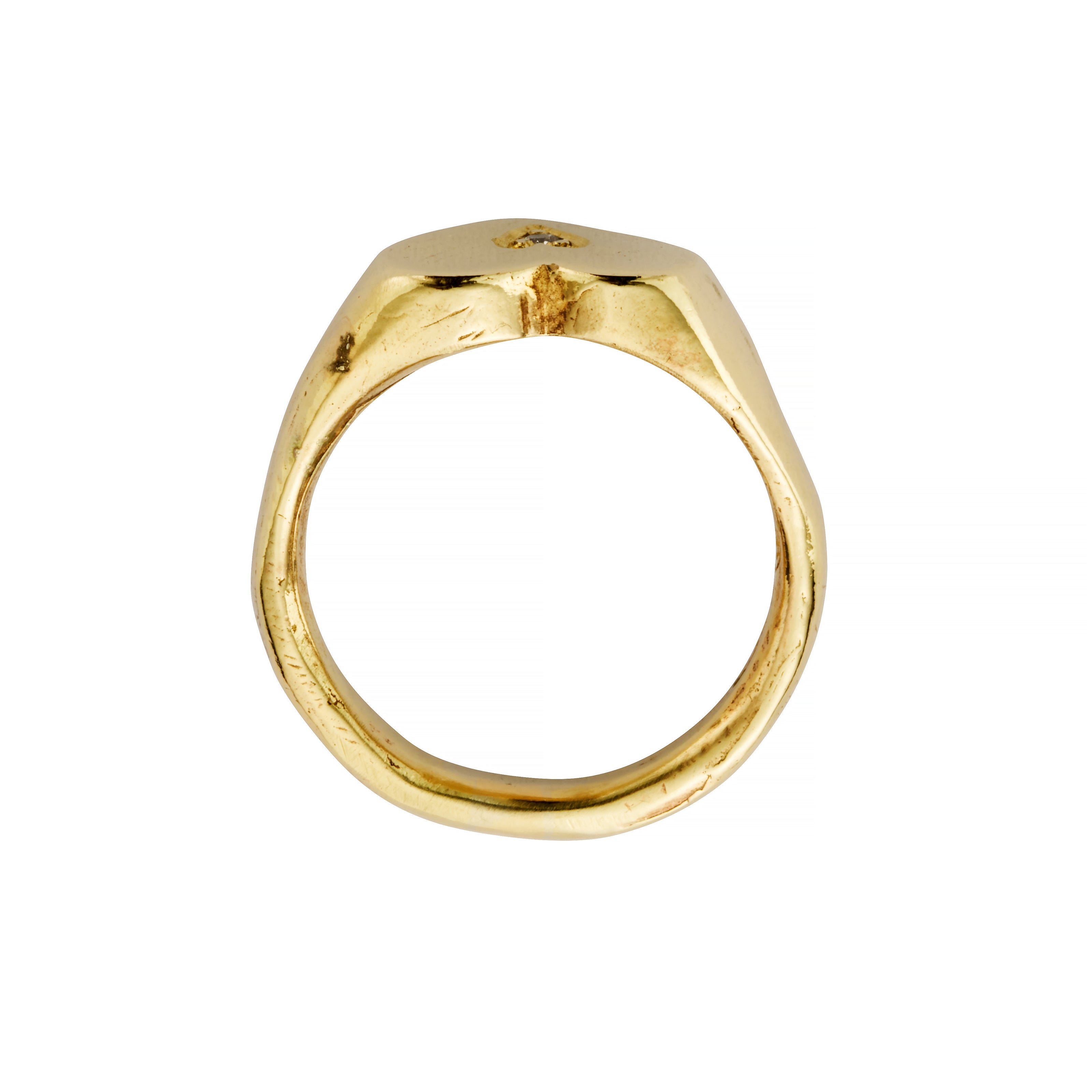 Gold Diamond Heart Sweetheart Signet Ring