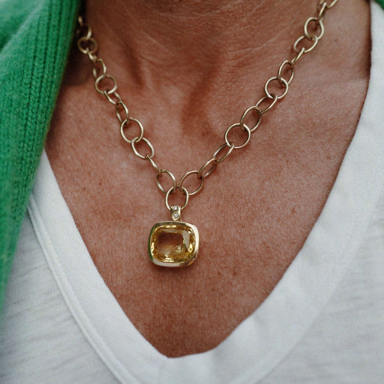 SUNNA Gold Yellow Sapphire & Diamond Necklace