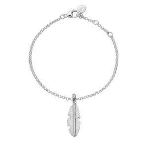 Silver Medium Feather Chain Bracelet