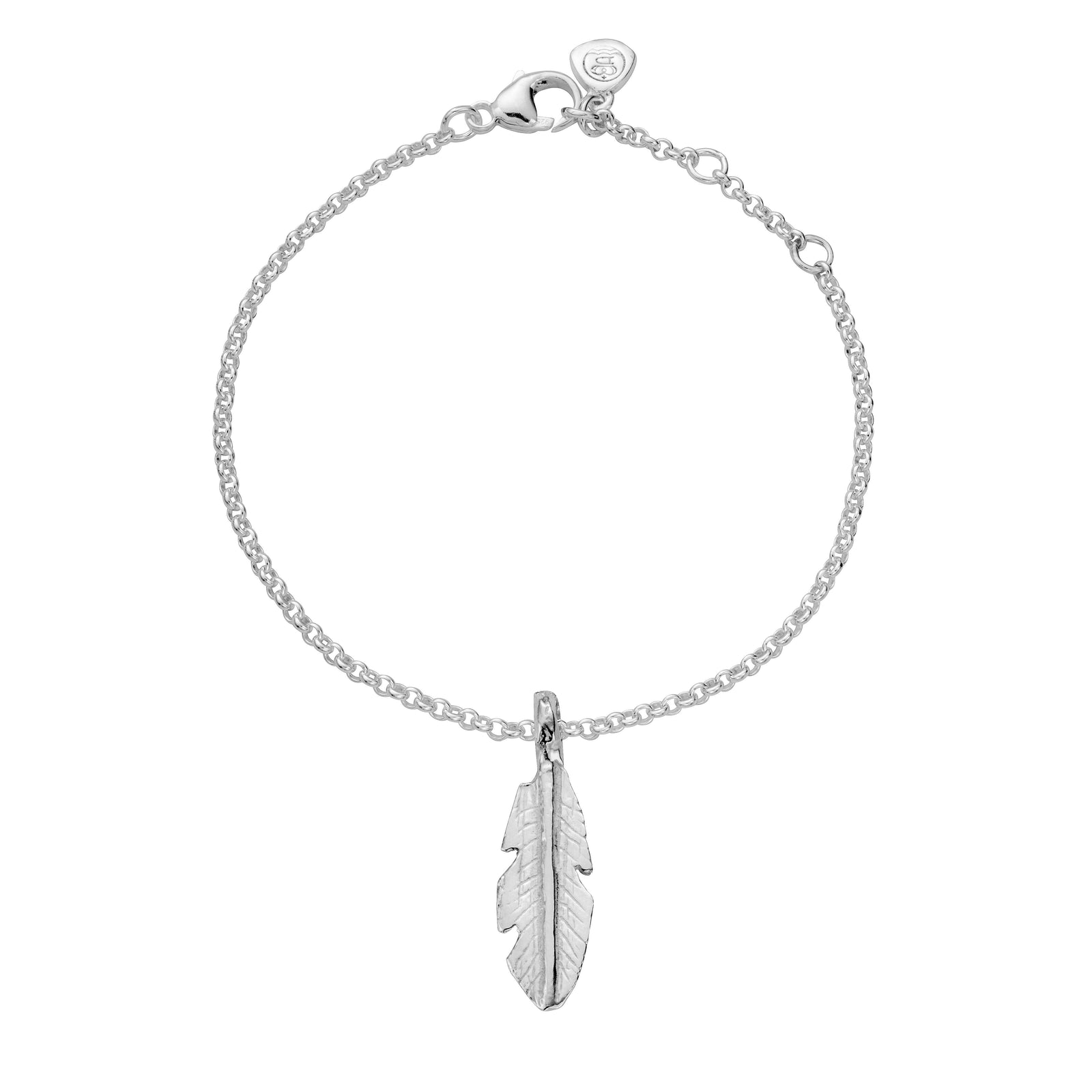 Silver Medium Feather Chain Bracelet