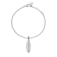 Silver Medium Feather Chain Bracelet