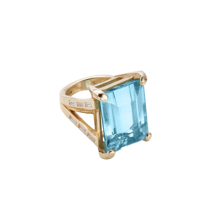 THEIA Gold Aquamarine & Diamond Ring