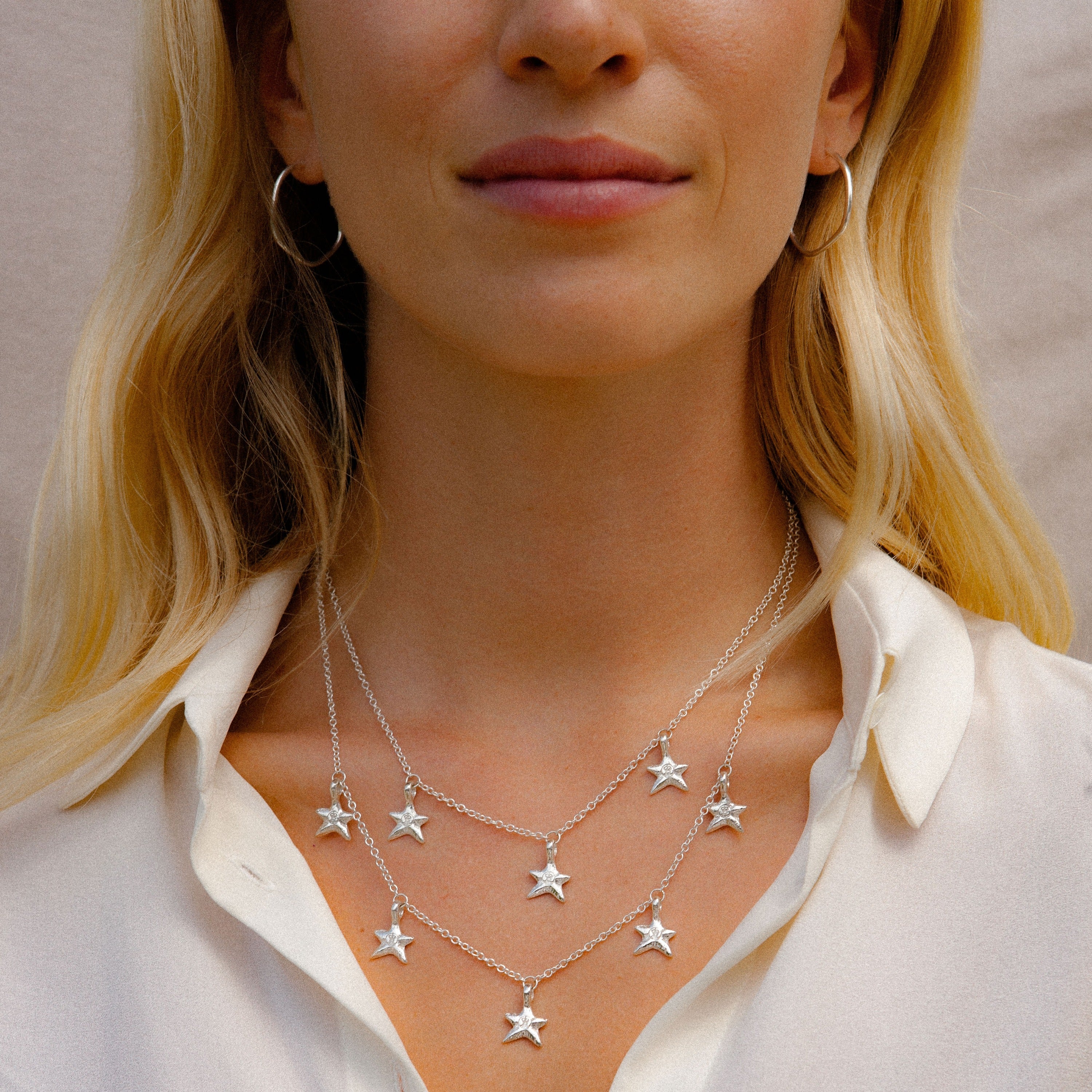 Silver Three Star Necklace