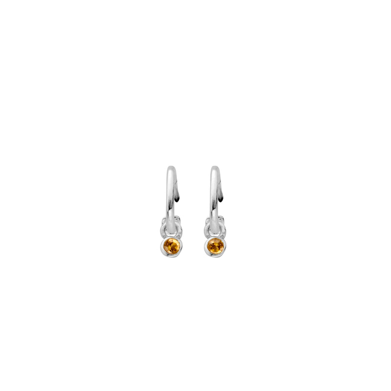 Tiny Cupid Hoops with Mini Citrine Earring Charms