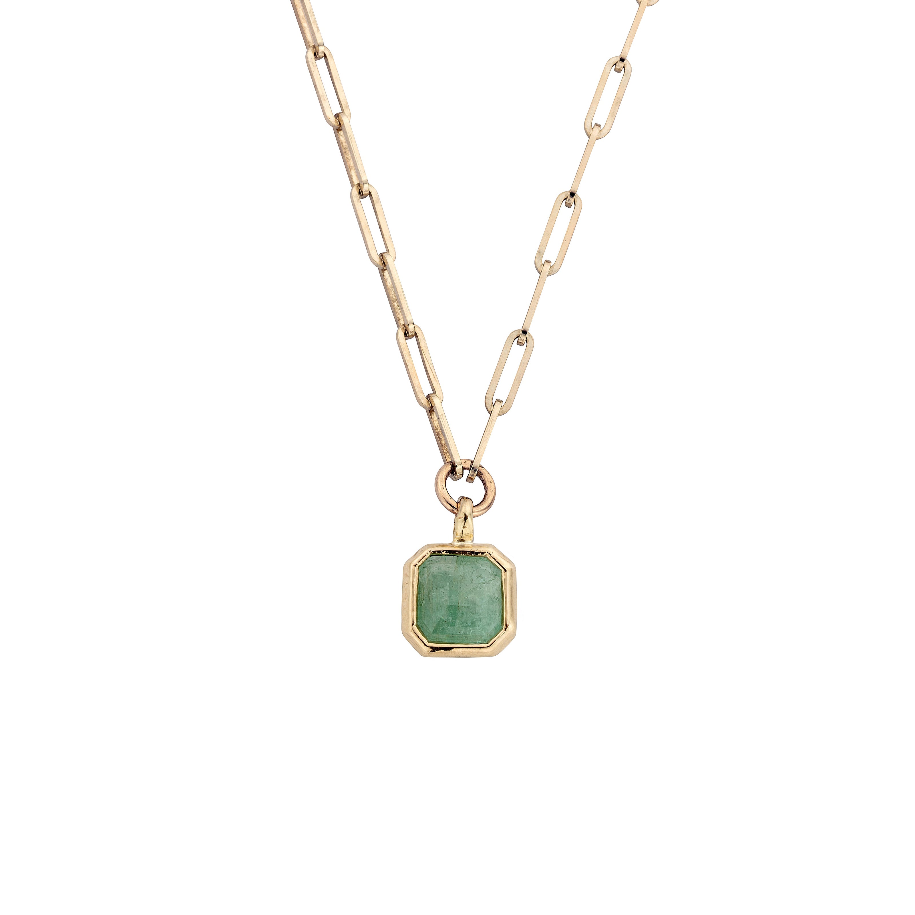 VIRIBUS Gold Emerald Trace Chain Necklace