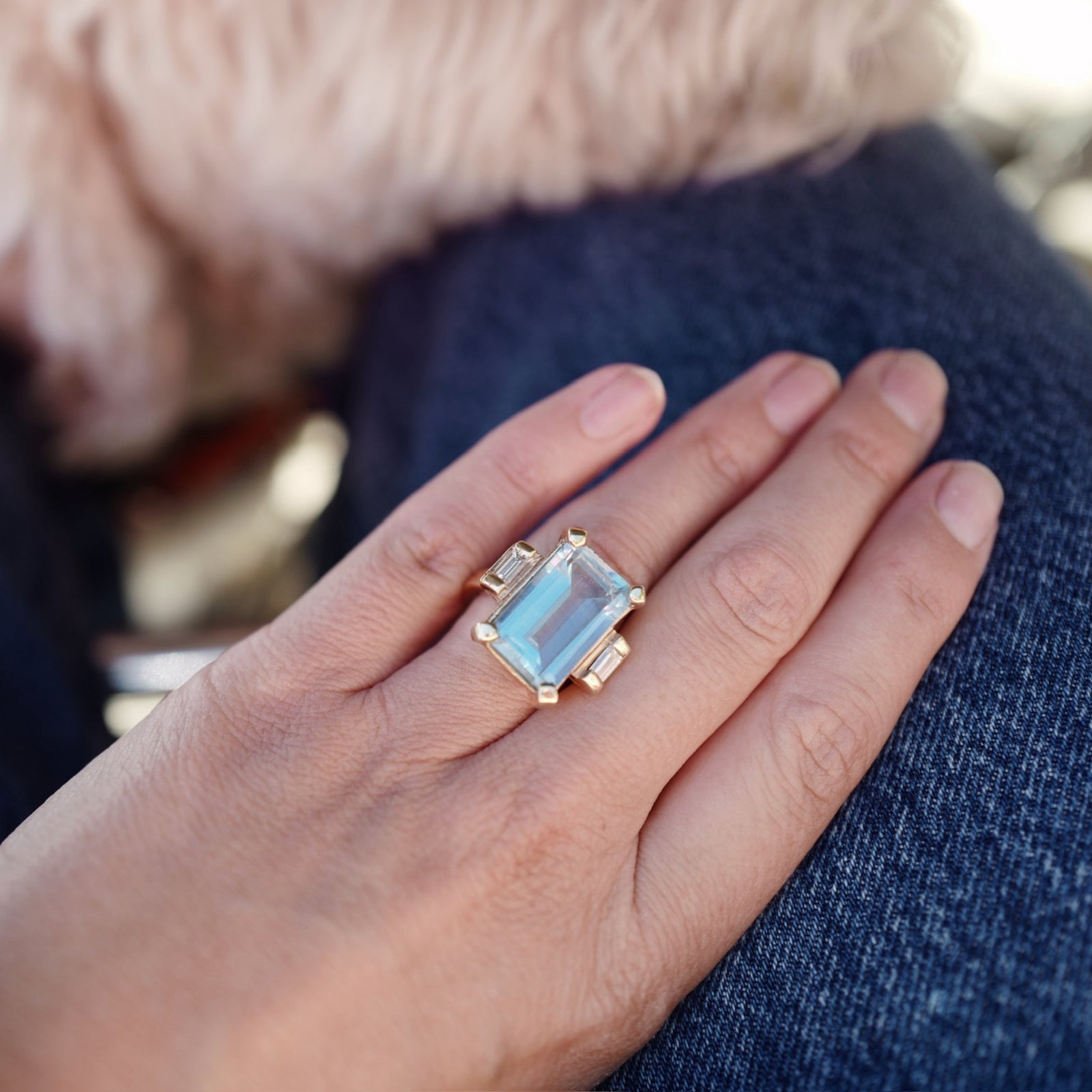 WATER OF THE SEA Gold Aquamarine & Diamond Ring