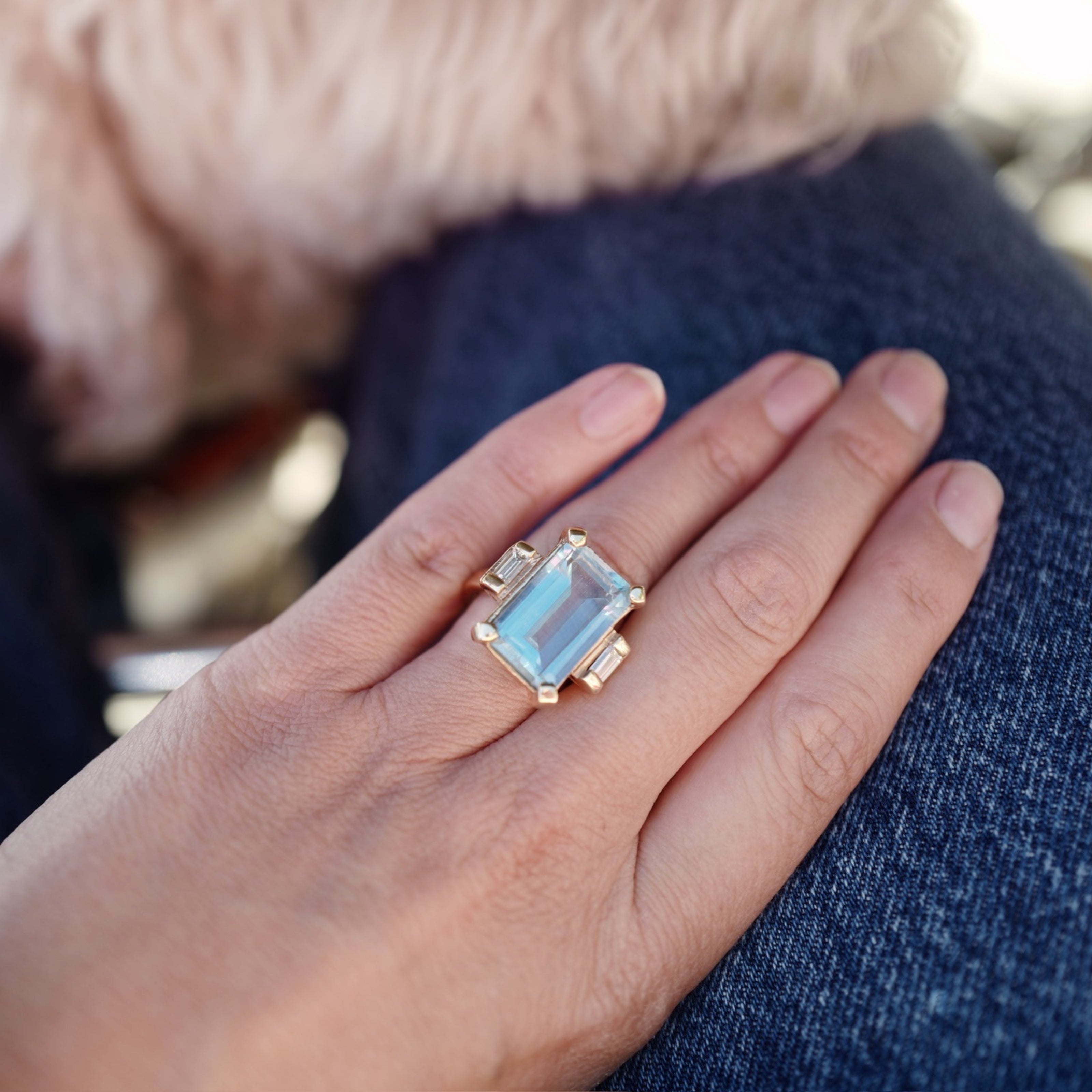 WATER OF THE SEA Gold Aquamarine & Diamond Ring