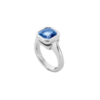 RUM White Gold Square Blue Sapphire Ring